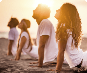 yoga class on beach